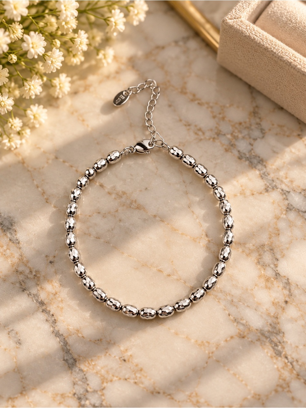 Silver Beaded Bracelet